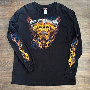 Y2K Harley Davidson Flames Longsleeve Shirt